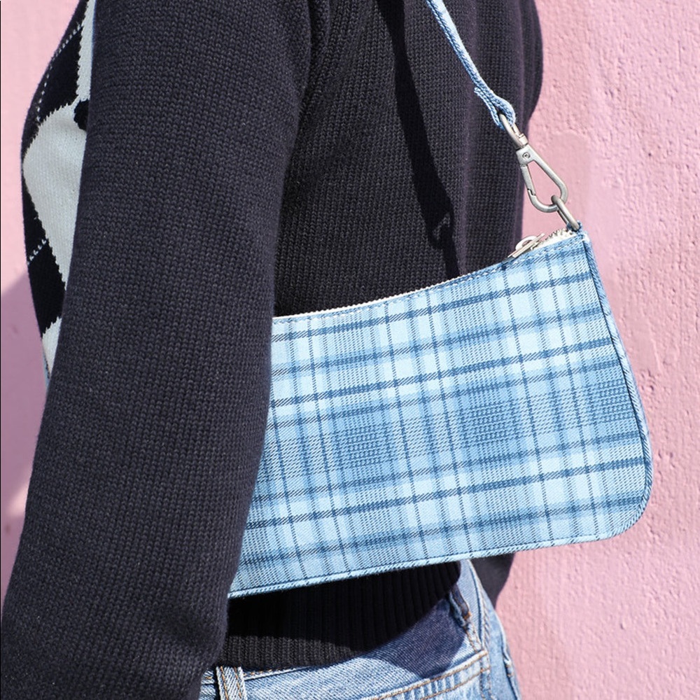 Brandy Melville blue plaid shoulder bag